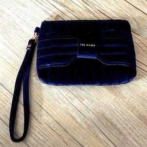 Ted Baker navy velvet clutch